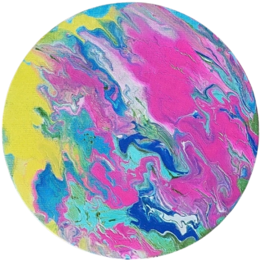 Hand Crafted Abstract Design Round 12 x 12 Inches Canvas Painting - Picture 4 of 4